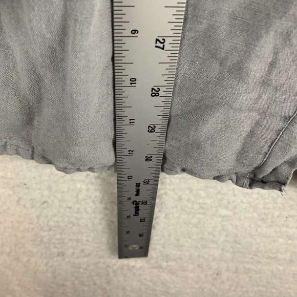 Soft Surroundings Tunic Top Women Large Gray Roll Tab Sleeve Ruffle Neck 7777 - Picture 4 of 6